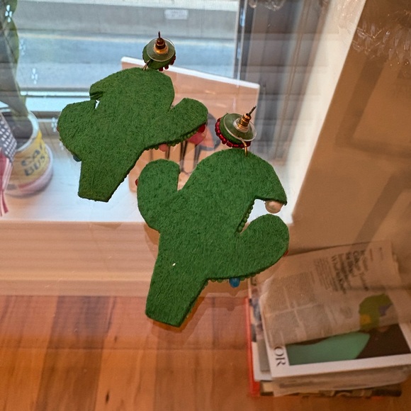 Festive Cactus Beaded Christmas Earrings - Picture 4 of 5